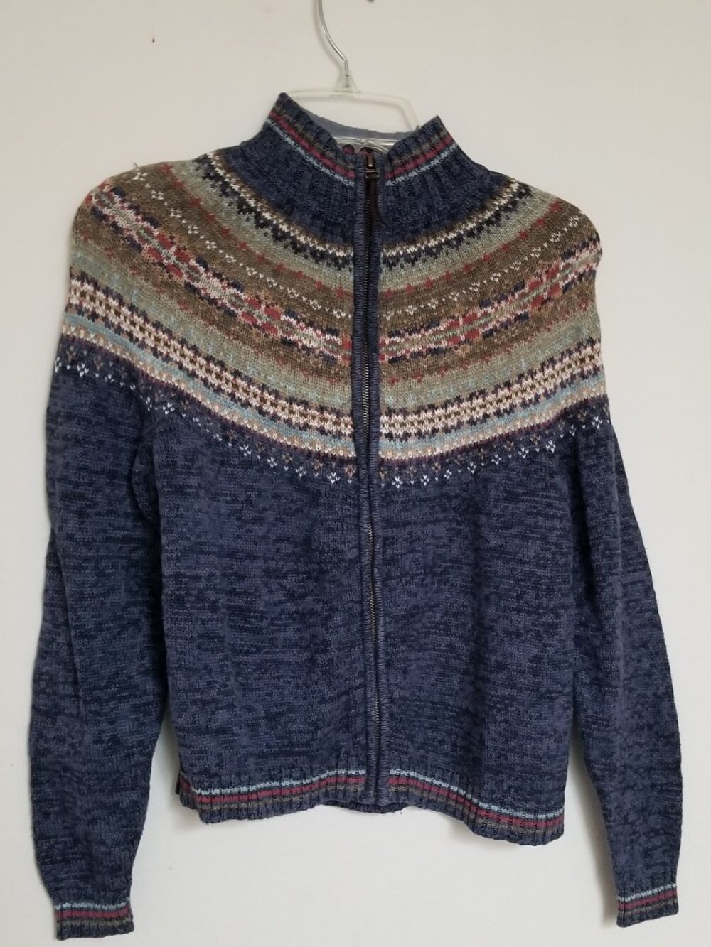 Vtg Casual Corner Annex Petite - Women's Zipper Cardigan Sweater Lovely Pattern